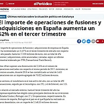 El importe de operaciones de fusiones y adquisiciones en Espaa aumenta un 52% en el tercer trimestre